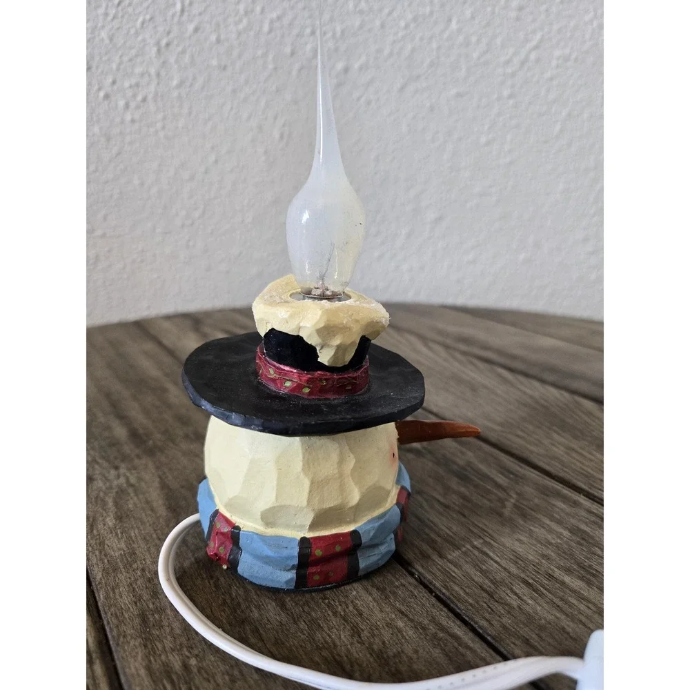 Vintage Crazy Mountain Snowman Night Light Primitive Rustic Christmas Winter